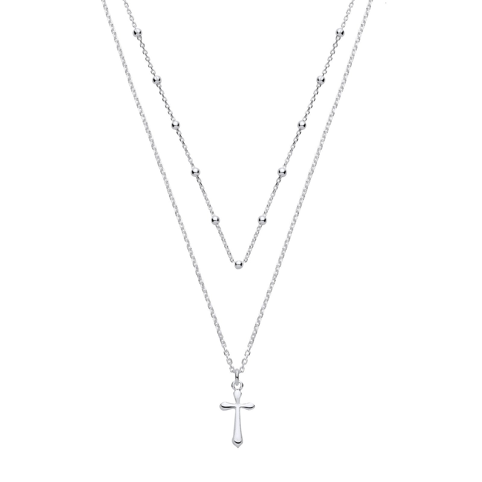 Silver Two Chains 16"/ 18" with Cross Pendant - Fine Necklace - Certified Authentic – Luxury Jewellery by Imperial Tim